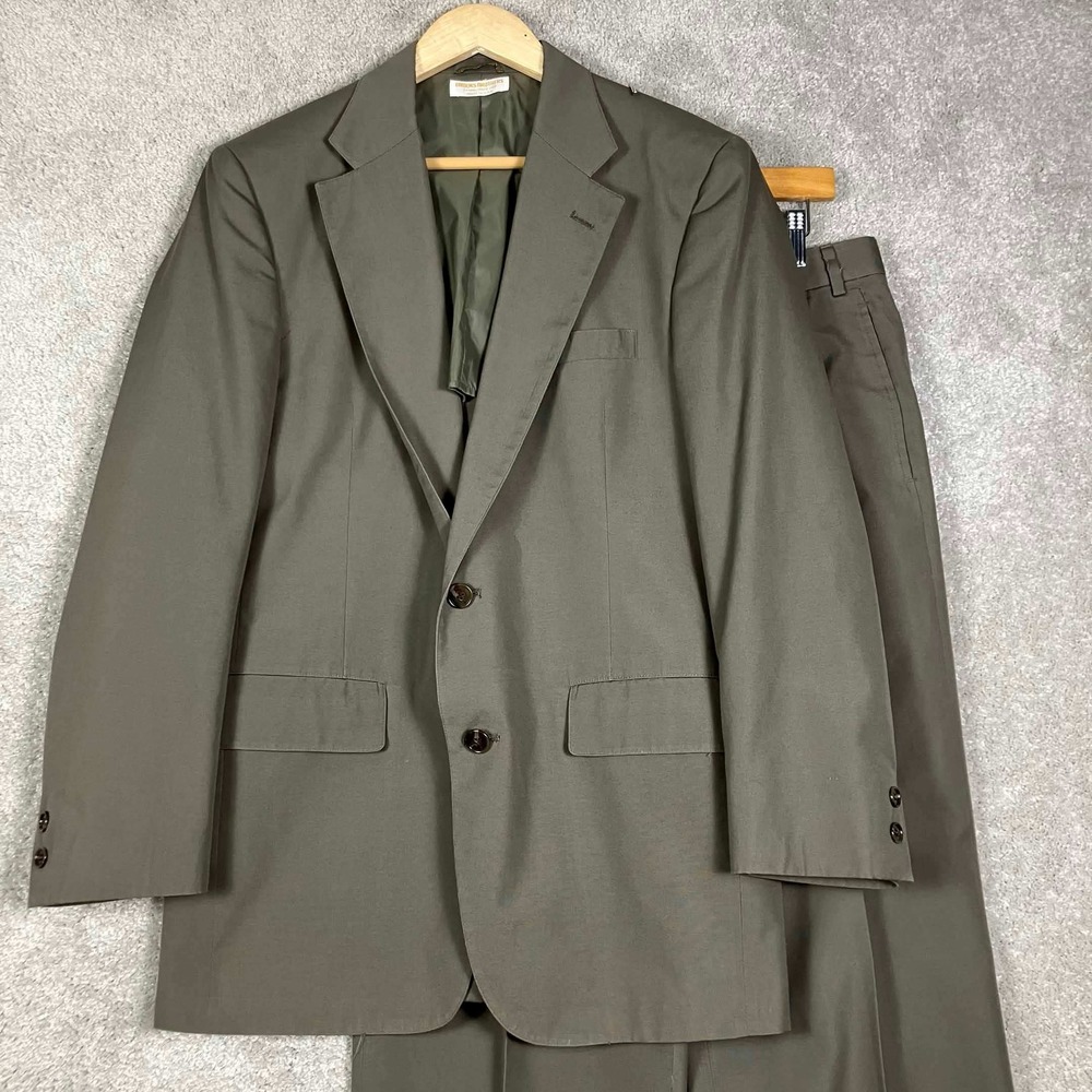 Brooks Brothers Suit Mens Brown 2 Piece Pleated Trousers Sport Coat 42R 34x30